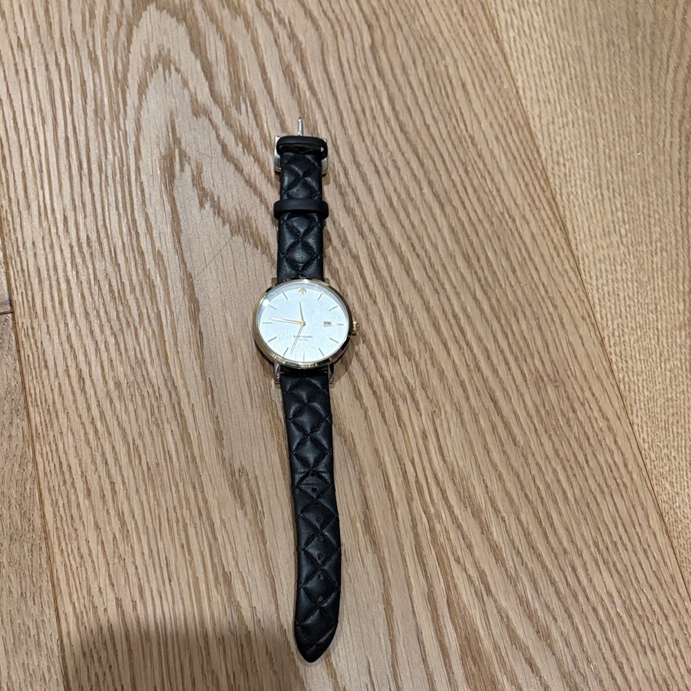 Kate Spade Black Quilted Leather Watch